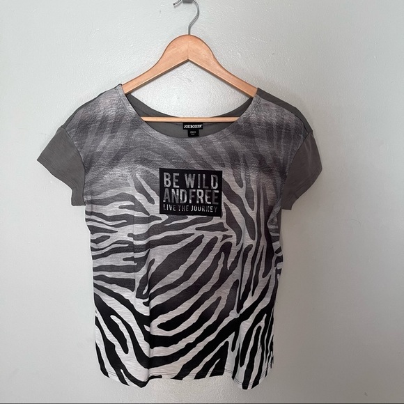 Joe Boxer Be Wild Be Free Zebra Animal Print Lightweight Shirt Grey Medium - Picture 1 of 10